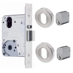 LOCKWOOD 3772 MORTICE LOCK DOUBLE CYLINDER KIT (INC. CYLINDERS & ESCUTCHEONS)