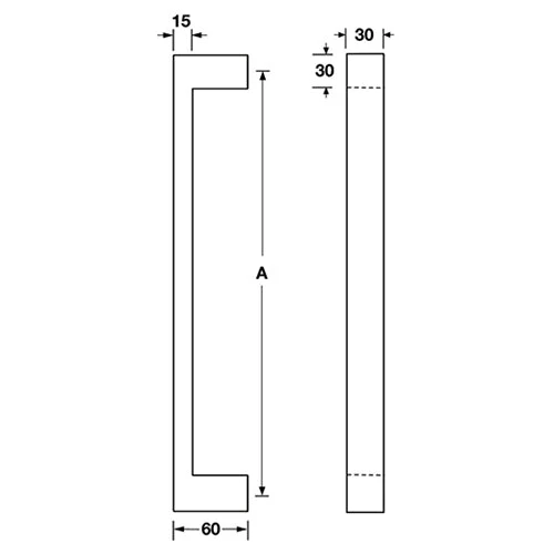 HAFELE PULL HANDLE SET - SQUARE STRAIGHT 30MM X 15MM - Image 2