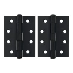 TRIO MATT BLACK BUTT HINGE FIXED PIN (PAIR) 100MM X 75MM X 2.5MM